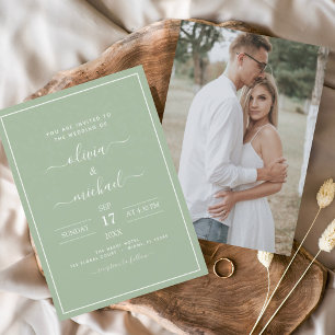 Flyer Boda Verde Sage Presupuesto con Invitación de Foto