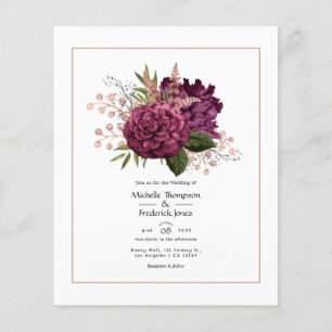 Flyer Boda Vintage Floral Marsala y Oro Rosa