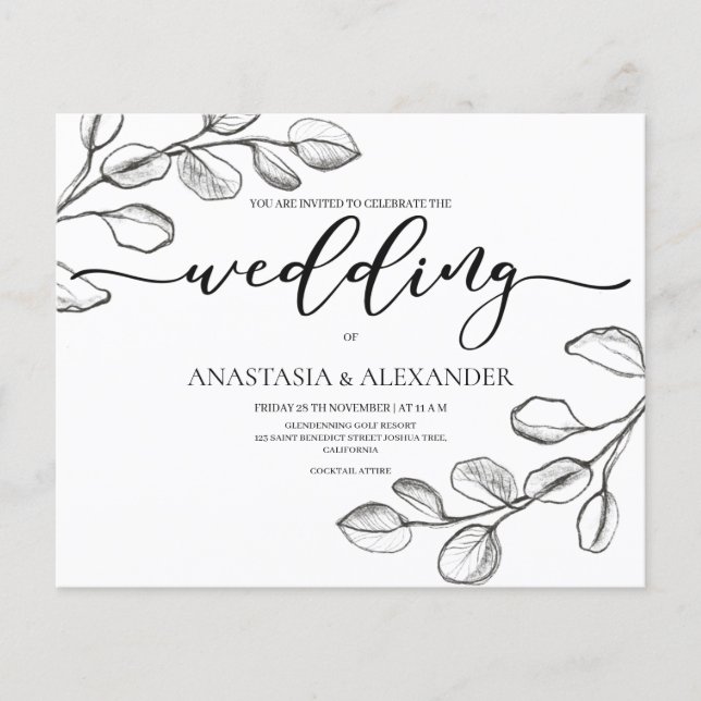 Flyer Boda/volante clásico del presupuesto (Frente)