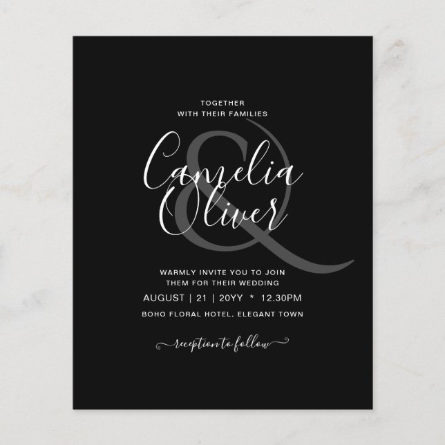 Flyer BODA y caligrafía de bajo presupuesto (Frente)