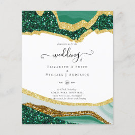 Flyer Bodas de Brillo de Ágata Dorada Verde Sublime