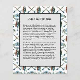 Flyer Bohemian Feathers Dreamcatcher Blue Flowers Arrows