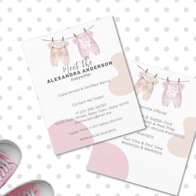 Flyer Boho Baby Clothing Watercolour Babysitter Service (Boho Baby Clothing Watercolor Babysitter Service Flyer)