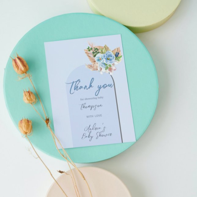 Flyer Boho Blue Frame Pampass Grass Oh Boy Baby Shower (Subido por el creador)