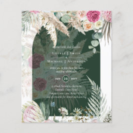 Flyer BOHO Boda de Grasa Floral Rosa Pampas