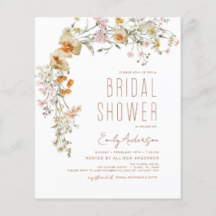 Flyer Boho de la ducha de novias con flores silvestres d