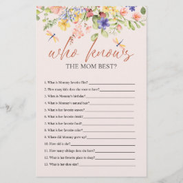 Flyer Boho Flowers y Dragonfly BABY SHOWER que sabe