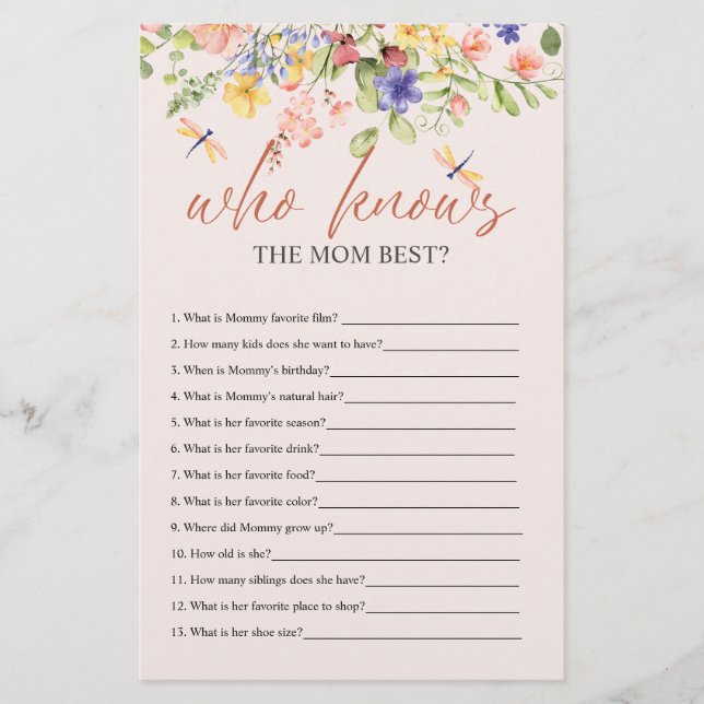 Flyer Boho Flowers y Dragonfly BABY SHOWER que sabe (Frente)
