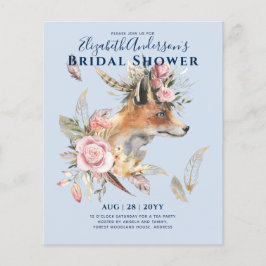 Flyer Boho FOX Bridal Shower Woodland Fethers Floral