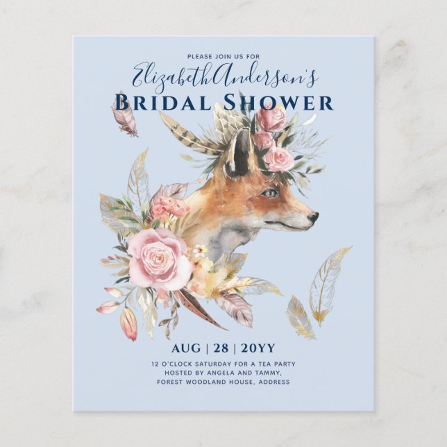 Flyer Boho FOX Despedida de Soltera Plumas Florales del  (Frente)