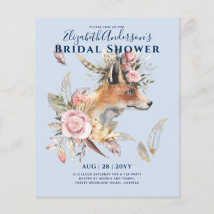 Flyer Boho FOX Despedida de Soltera Plumas Florales del 