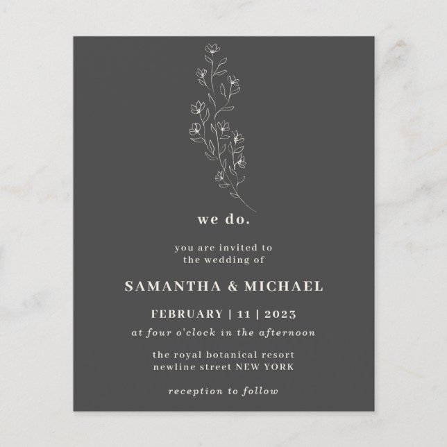 Flyer Boho Grey Indie flor Botánica hacemos presupuesto (Frente)