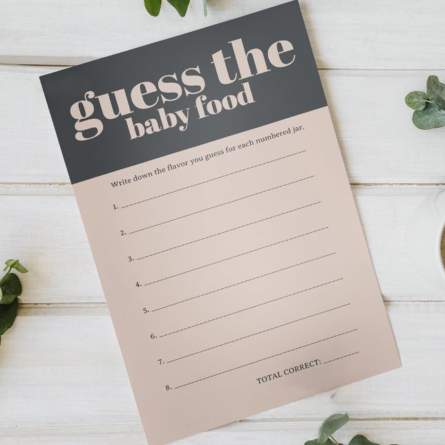 Flyer Boho gris rosado Baby Shower Adivina la comida par (Subido por el creador)