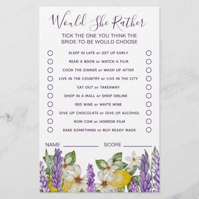 Flyer Boho Lemons y Lavender Prefieren Jugar (Frente)