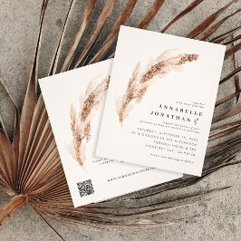 Flyer Boho natural de presupuesto pampas boda elegante d