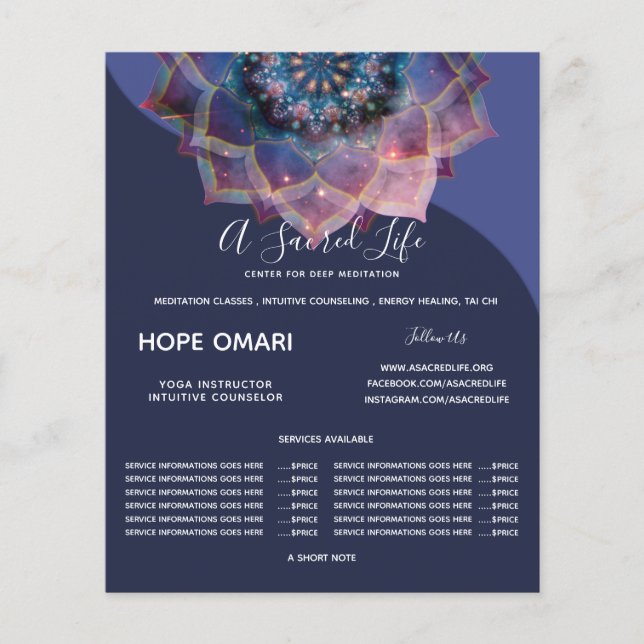 Flyer Boho Nebula Mandala, místico (Frente)