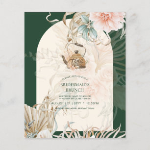 Flyer Boho Pampas Grass TEA FIESTA Bridal Lunch