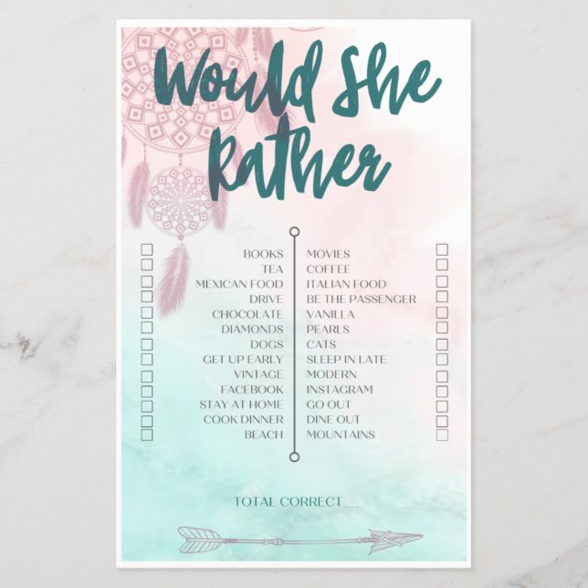 Flyer Boho Prefiere Un Juego De Baby Shower (Frente)