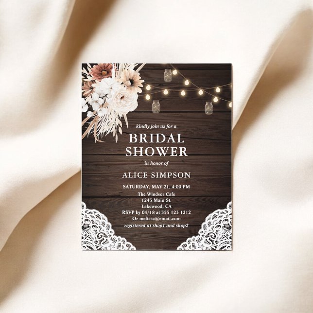 Flyer Boho Rustic Beige Flores Bridal Shower (Subido por el creador)