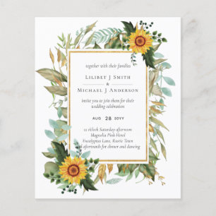 Flyer Boho Sunflower Sage Greenery Boda
