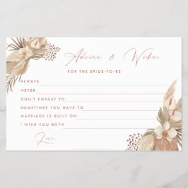 Flyer Boho Terracotta Pampas Grass bride advice card