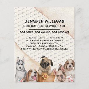 Flyer Boho Watercolor Dog Walker Mascota Sitting Busines