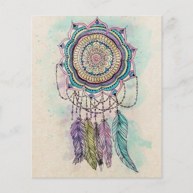 Flyer Boho Watercolor Mandala Dreamcatcher (Frente)
