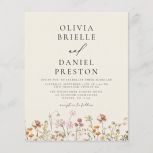 Flyer Boho Wildflower Beige Foto Boda Jardín