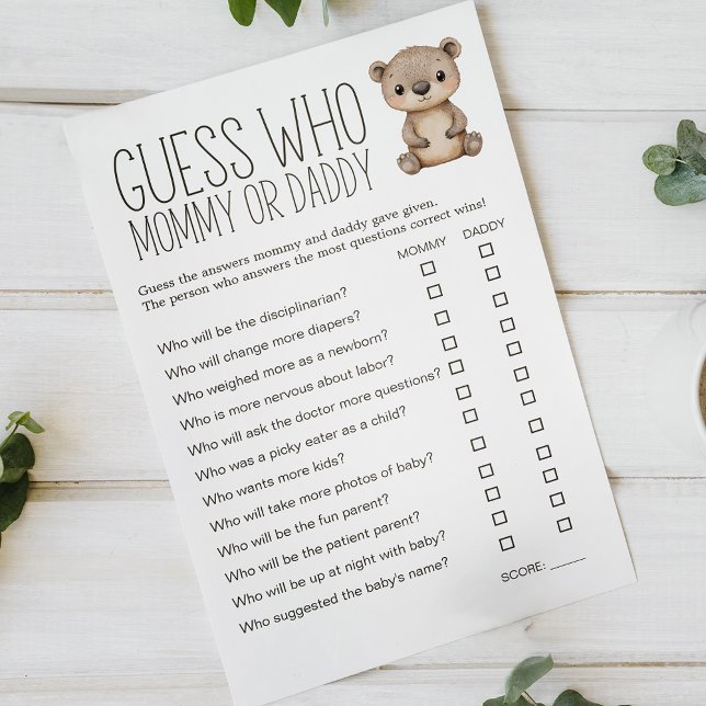 Flyer Boho Woodland Animals Baby Shower Mommy Daddy Game (Subido por el creador)