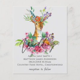 Flyer Boho Woodland Deer Floral Budget Wedding