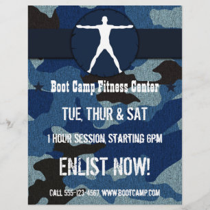 Flyer Bola Locura Azul Ropa Camo Campamento de Arranque