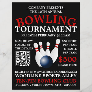 Flyer Bolas y bolas, Torneo de bolos de 10 pines
