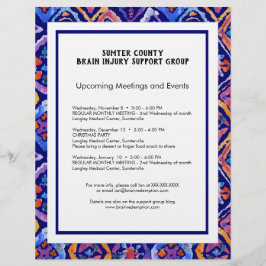 Flyer Boletín del patrón Ikat de la Marina Naranja Azul