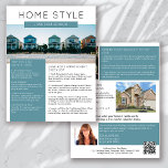 Flyer Boletín promocional de agricultura inmobiliaria de<br><div class="desc">Este boletín de marketing inmobiliario HOME STYLE aumentará la conciencia de su marca y generará nuevos clientes potenciales. El diseño moderno atraerá la atención de sus clientes potenciales y les hará saber que usted es el agente inmobiliario amable y bien informado.</div>