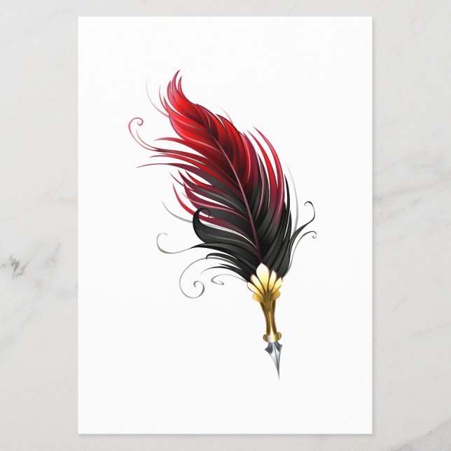 Flyer Bolígrafo pluma roja con plumilla dorada (Frente)