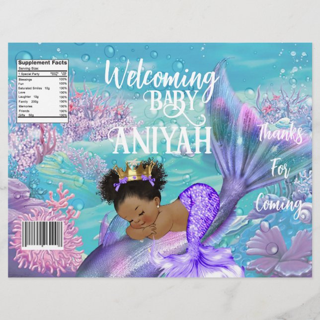 Flyer Bolsa de Chip Baby Shower de la Sirena Bebé (Frente)