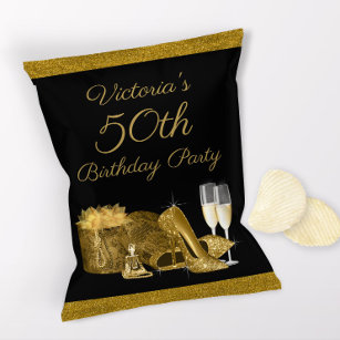 Flyer Bolsa de Chip del partido de cumpleaños Black Gold