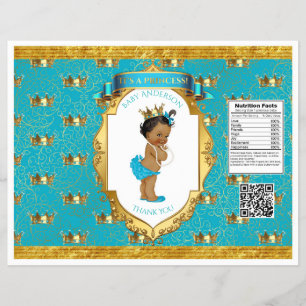 Flyer Bolsa de chips dorada teal para niña afroamericana