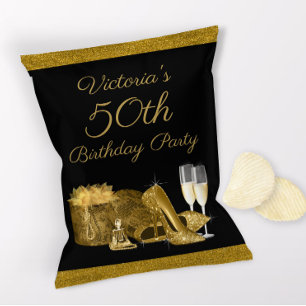 Flyer Bolsa de Chips para Fiesta de Cumpleaños de Mujer 