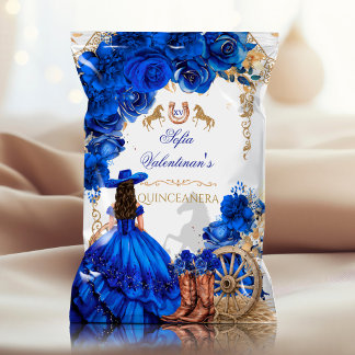 Flyer Bolsa de Papas Fritas Azul Real de Quinceañera de