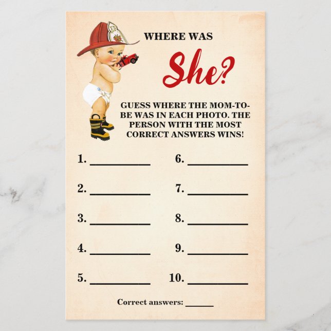 Flyer Bombero: ¿Dónde estaba mamá para ser ducha? (Frente)