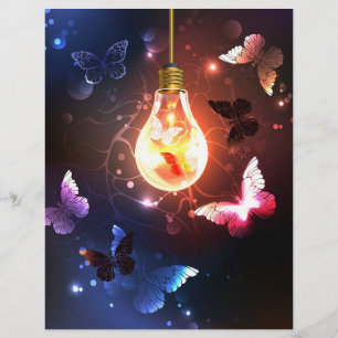Flyer Bombilla brillante con mariposas nocturnas