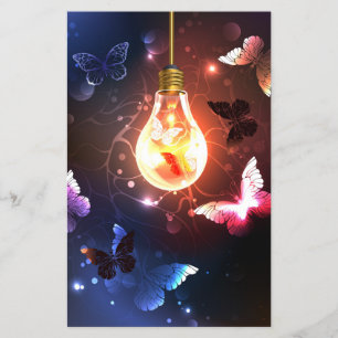 Flyer Bombilla brillante con mariposas nocturnas
