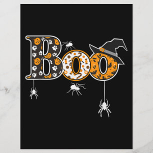 Flyer Boo Con Arañas Y Gorra De Brujas Halloween