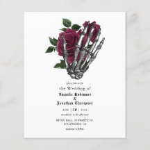Borgoña Floral Skeleton Invitación a la boda gótic