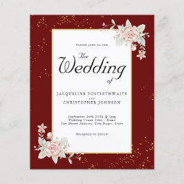 Flyer Borgoña Invitación a la boda presupuestal Peonía R