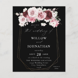 Flyer Borgoña presupuestal y Boda floral Rubor Rosa 6Ele