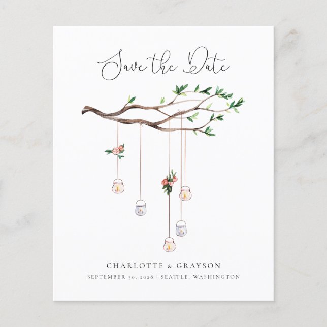 Flyer Bosque Rústico Presupuestario Guardar la Invitació (Frente)