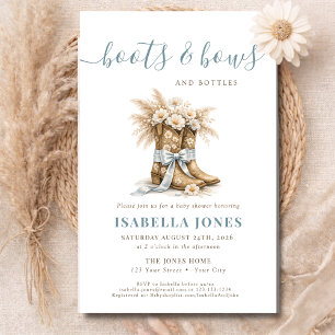 Flyer Botas Lazos Botellas Azul Occidental Fiesta de Beb