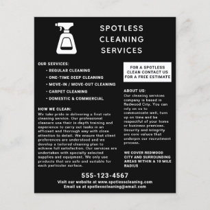 Flyer Botella de spray de la empresa de limpieza Negra